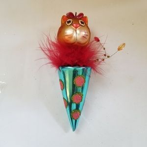 Mercury Glass bobble head Cat tree Ornament